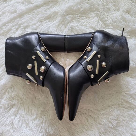 Donald J. Pliner Black Ankle Boots with Silver Studs - Picture 7 of 8